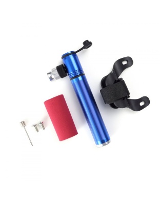 Portable Mini Blue Bicycle Air Pump + Air needle + Bracket + Screw Pumping Tool